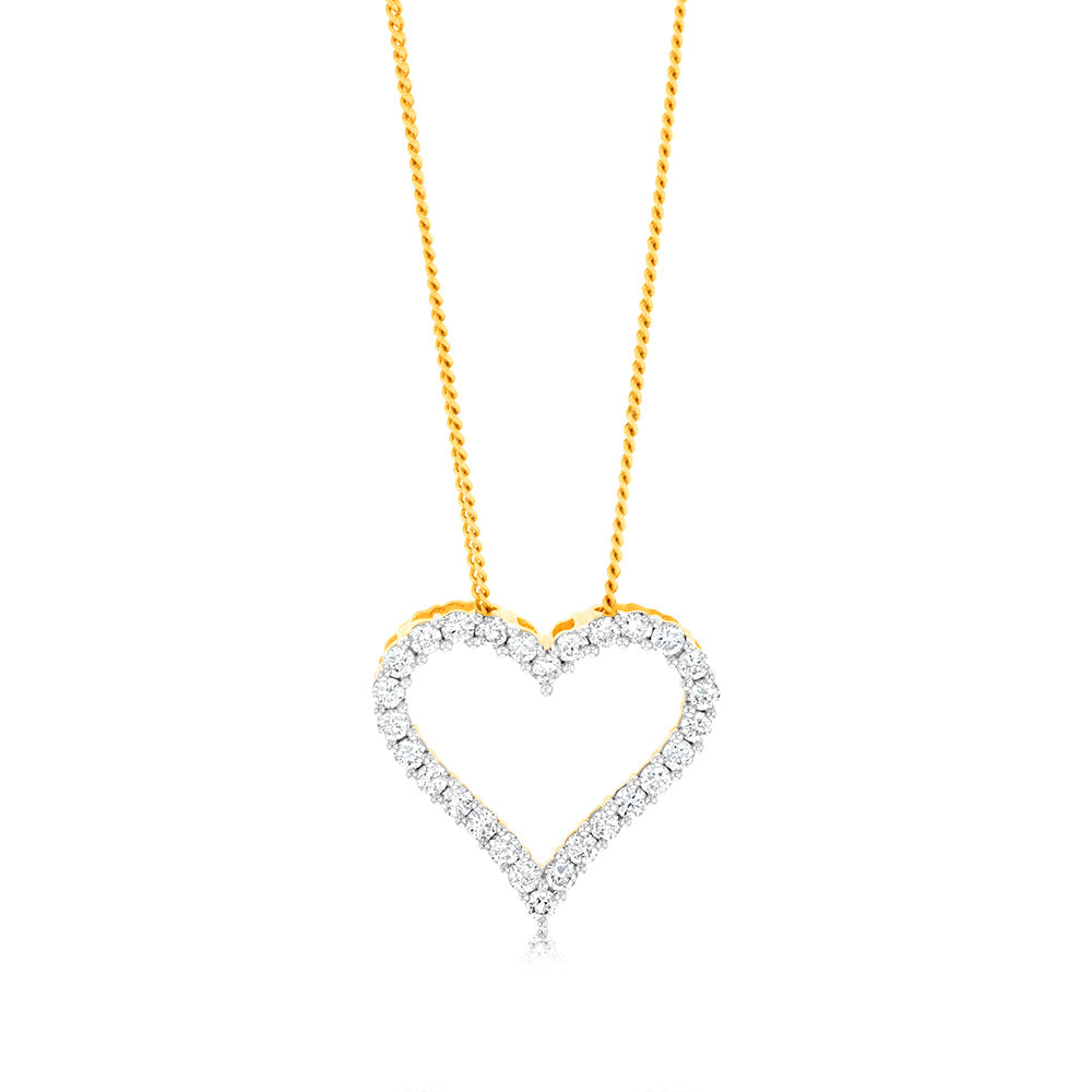 Luminesce Lab Grown 1/2 Carat Diamond Heart Pendant in 14ct Yellow Gold