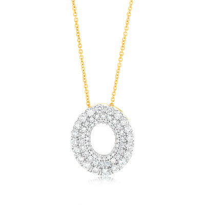 Luminesce Lab Grown 1 Carat Diamond Circle Pendant on 45cm Chain in 9ct Yellow Gold