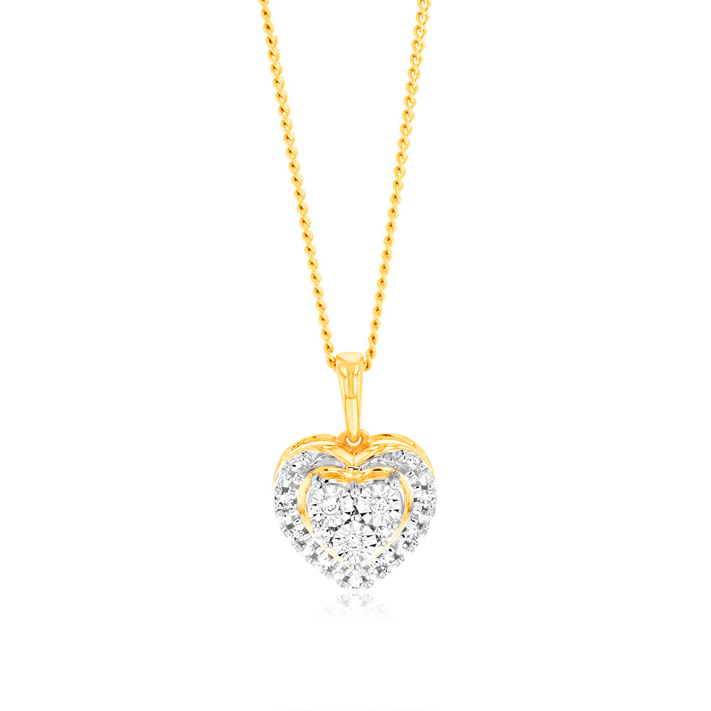 Luminesce Lab Grown Diamond Heart Pendant in 9ct Yellow Gold