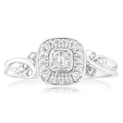 Luminesce Lab Grown 10 Diamonds Ring in Sterling Silver