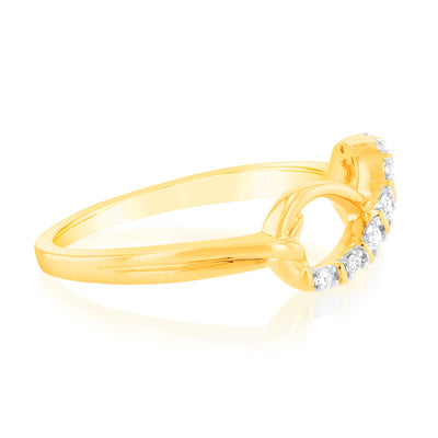Luminesce Lab Grown 9ct Yellow Gold 7 Diamonds Infinity Ring