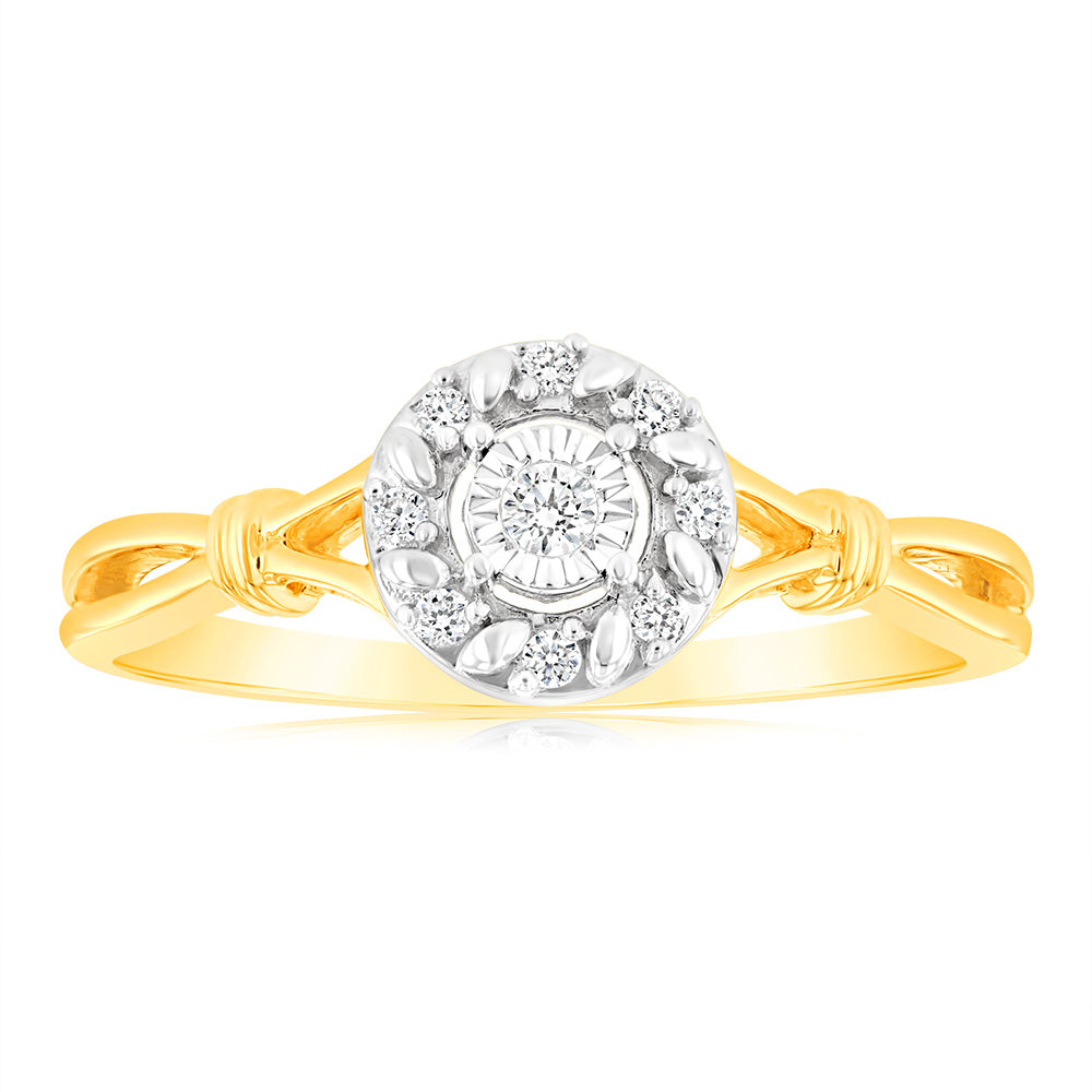 Luminesce Lab Grown 9ct Yellow Gold 9 Diamonds Ring