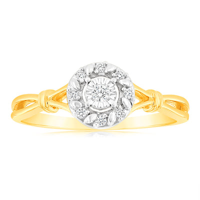 Luminesce Lab Grown 9ct Yellow Gold 9 Diamonds Ring