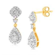 Load image into Gallery viewer, Luminesce Lab Grown 1/3 Carat Diamond Drop Earrings in 9ct Yellow Gold