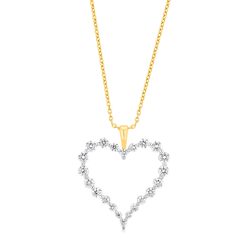 Luminesce Lab Grown 9ct Yellow Gold 1 Carat Diamond Heart Pendant