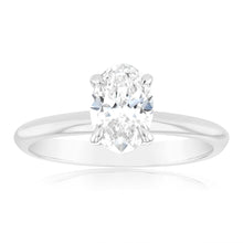 Load image into Gallery viewer, Luminesce Lab Grown 1 Carat Certified Oval Engagement Ring in 18ct White Gold