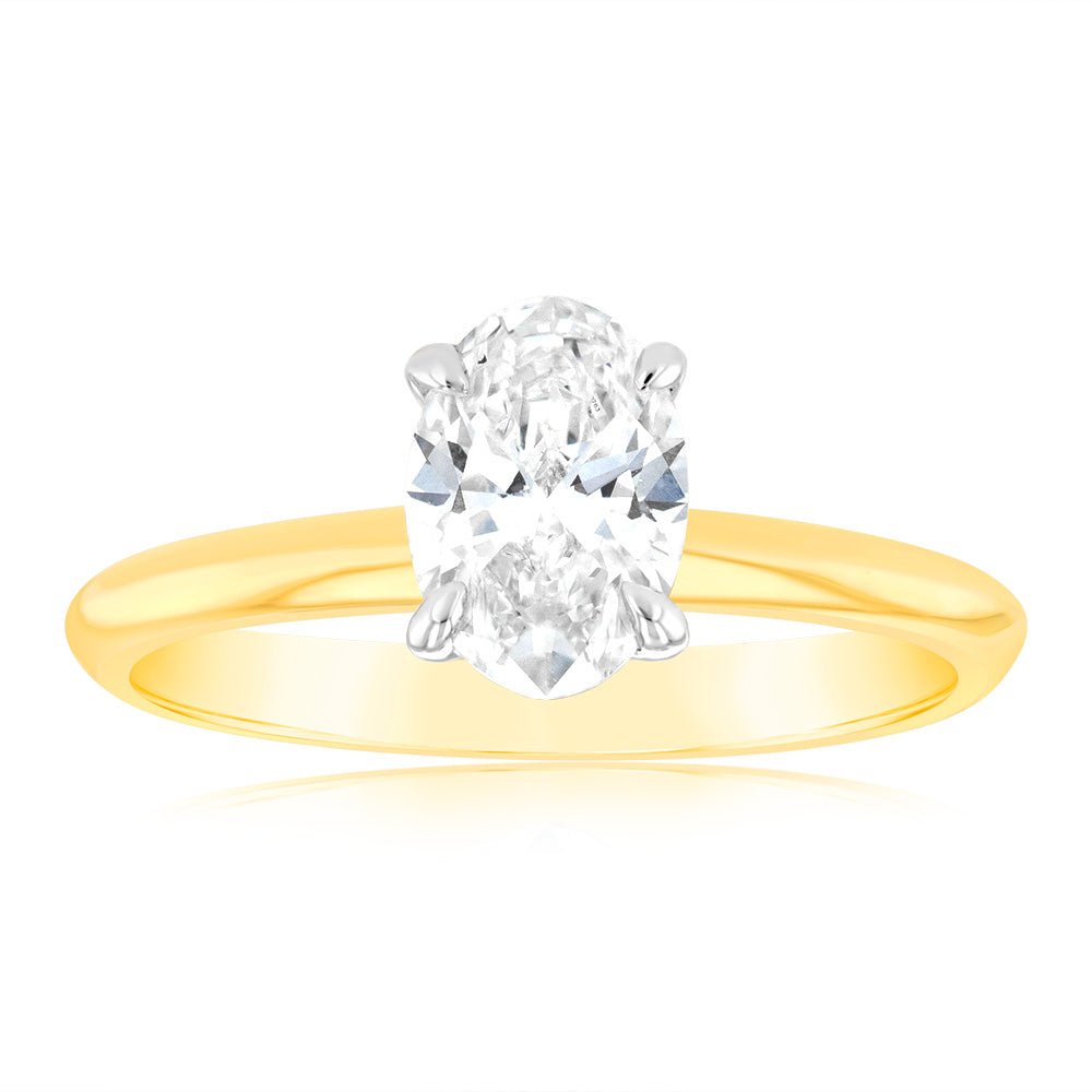 Luminesce Lab Grown 1 Carat Certified Oval Engagement Ring in 18ct Yellow Gold