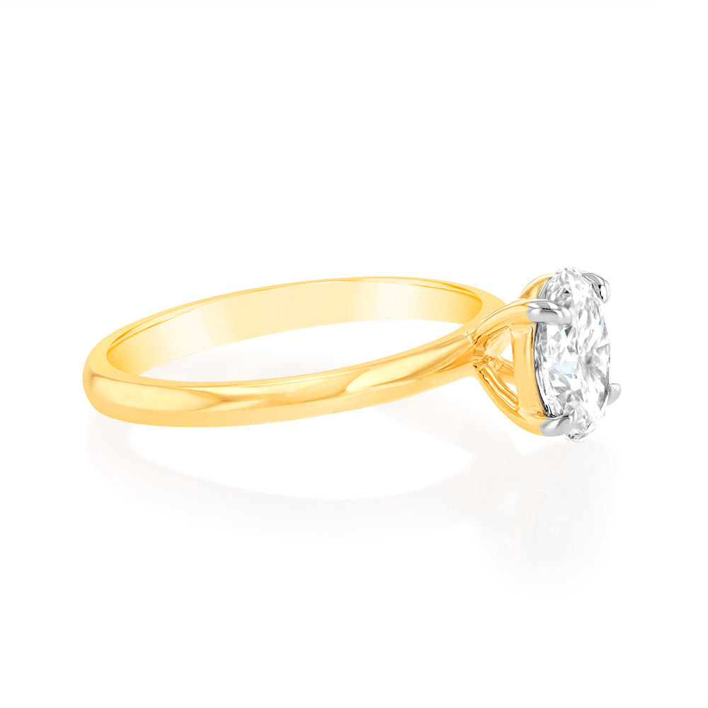 Luminesce Lab Grown 1 Carat Certified Oval Engagement Ring in 18ct Yellow Gold