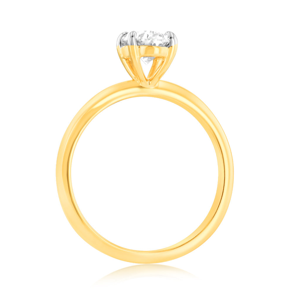 Luminesce Lab Grown 1 Carat Certified Oval Engagement Ring in 18ct Yellow Gold