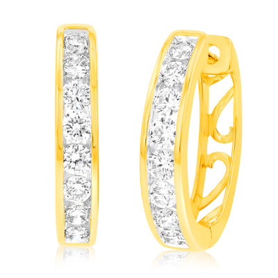 Luminesce Lab Grown1 Carat Diamond Hoop Earrings in 9ct Yellow Gold