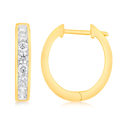 Luminesce Lab Grown1 Carat Diamond Hoop Earrings in 9ct Yellow Gold