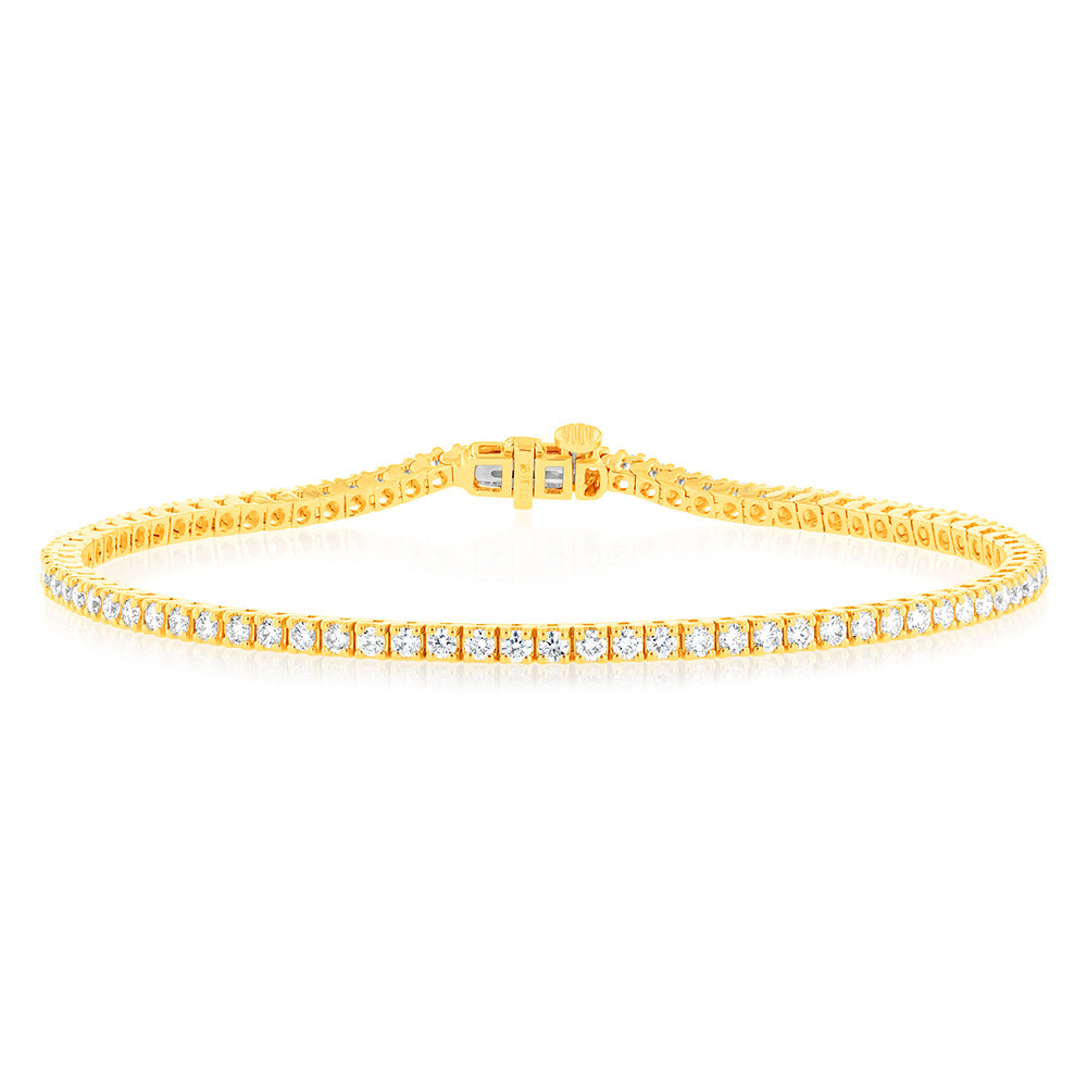 Luminesce Lab Grown 2 Carat Diamond Tennis Bracelet in 9ct Yellow Gold