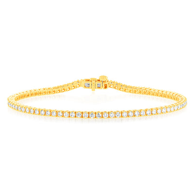 Luminesce Lab Grown 2 Carat Diamond Tennis Bracelet in 9ct Yellow Gold