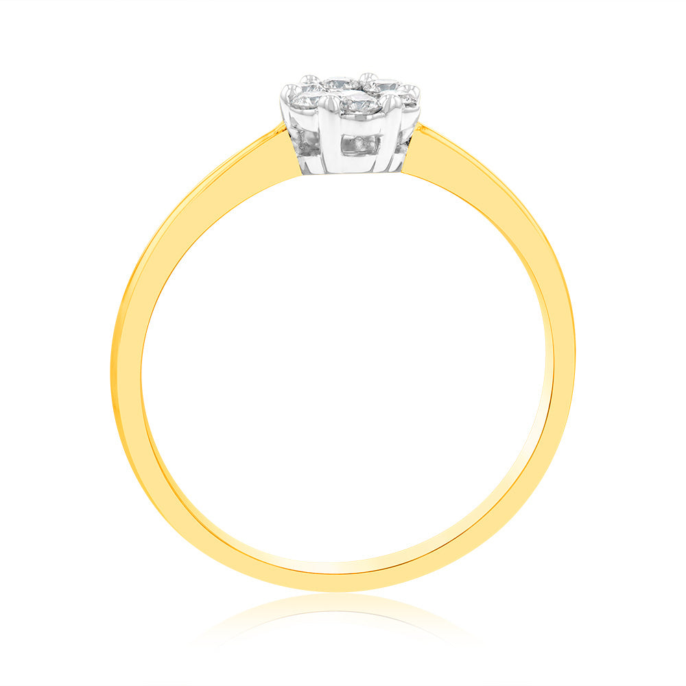 Luminesce Lab Grown 1/6 Carat Diamond Ring in 9ct Yellow Gold