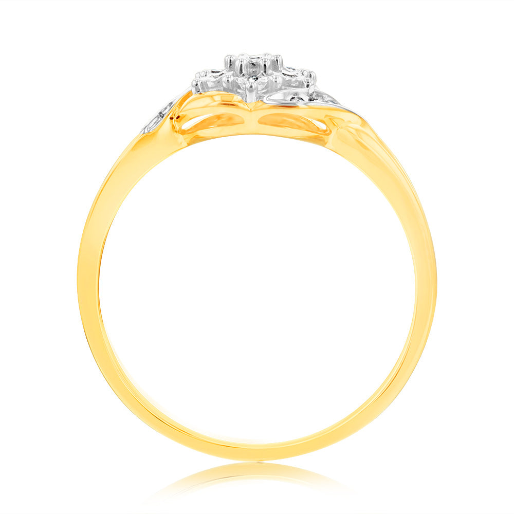 Luminesce Lab Grown 9ct Yellow Gold 15 Diamonds Dress Ring