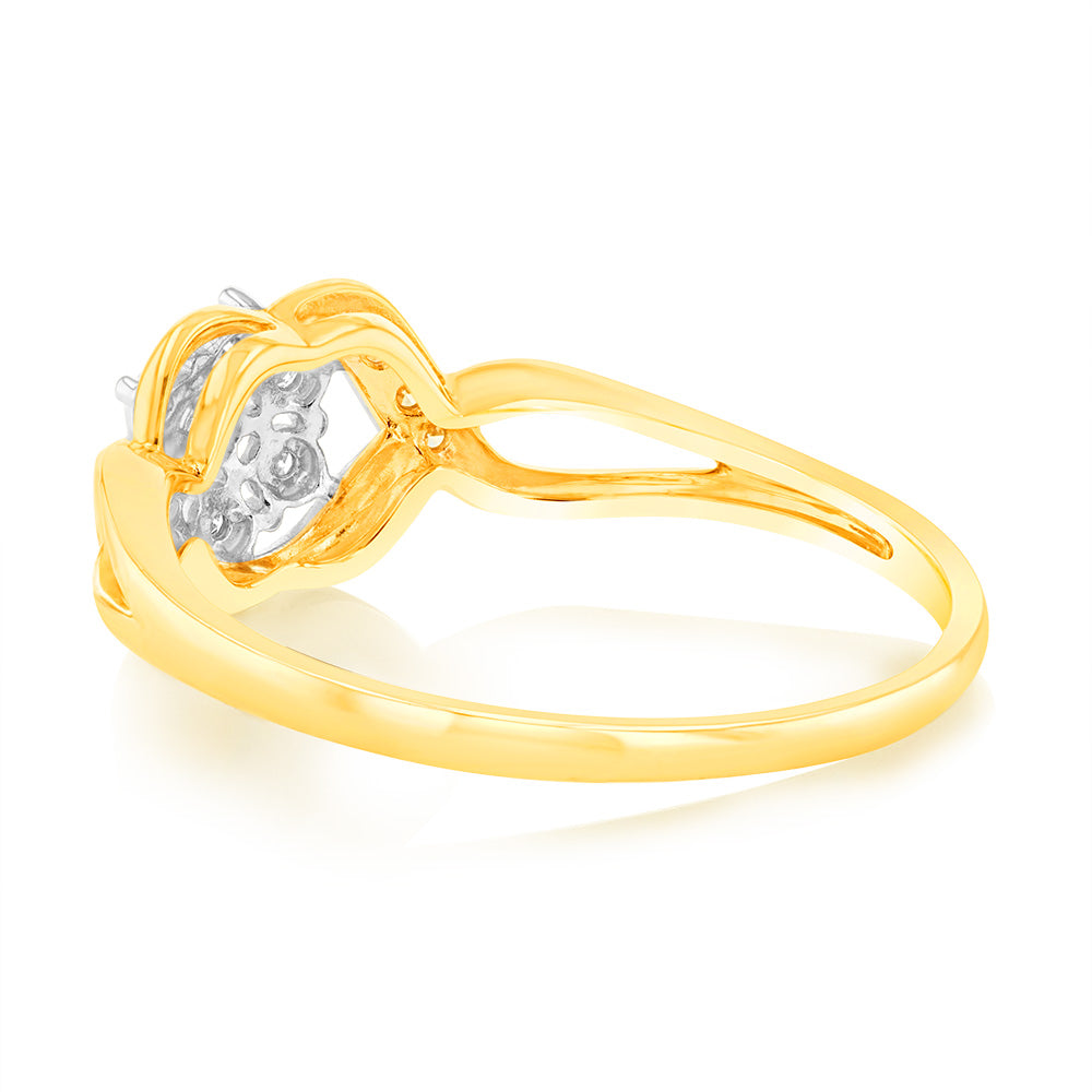 Luminesce Lab Grown 9ct Yellow Gold 15 Diamonds Dress Ring