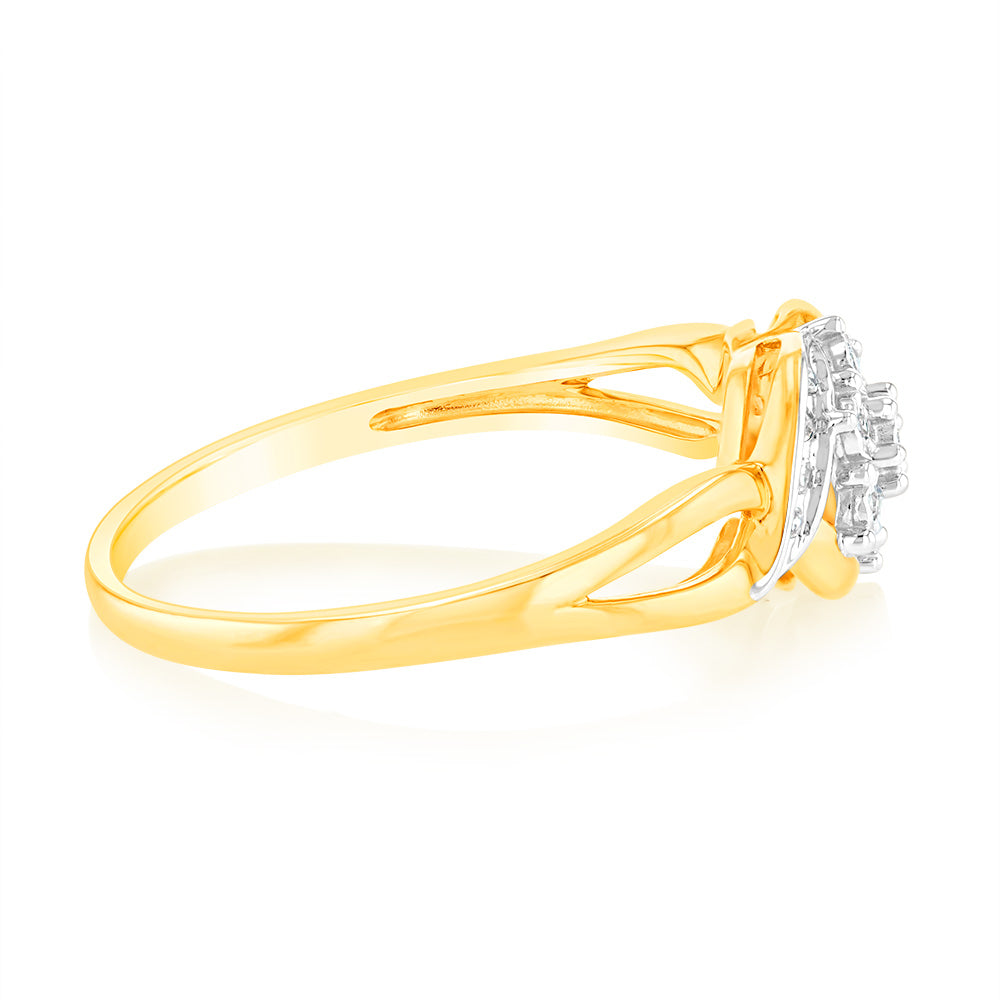 Luminesce Lab Grown 9ct Yellow Gold 15 Diamonds Dress Ring