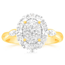 Load image into Gallery viewer, Luminesce Lab Grown 9ct Yellow Gold 10 Diamonds Oval Dress Ring