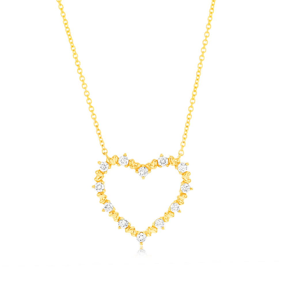 Luminesce Lab Grown 1/6 Carat Diamond Heart Pendant on 9ct Yellow Gold Chain