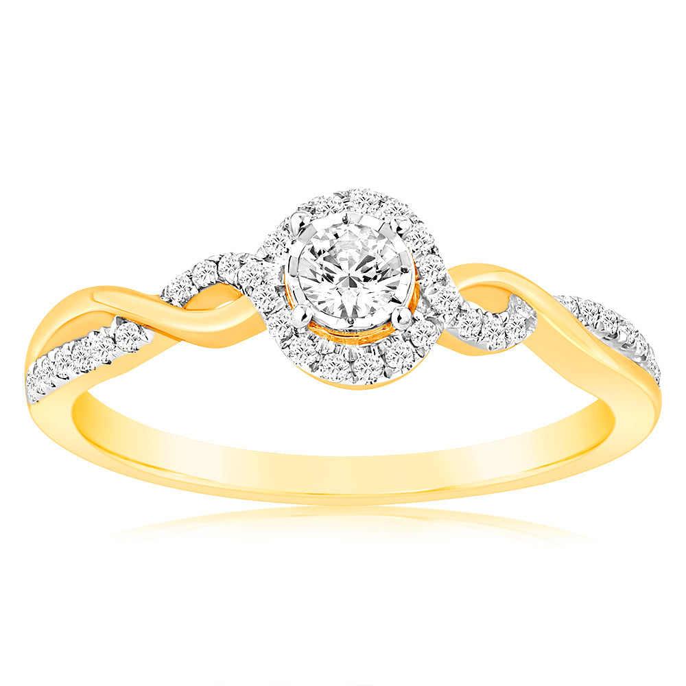 9ct Yellow Gold Luminesce Lab Grown Diamond Ring with 11 Brilliant Cut Diamonds