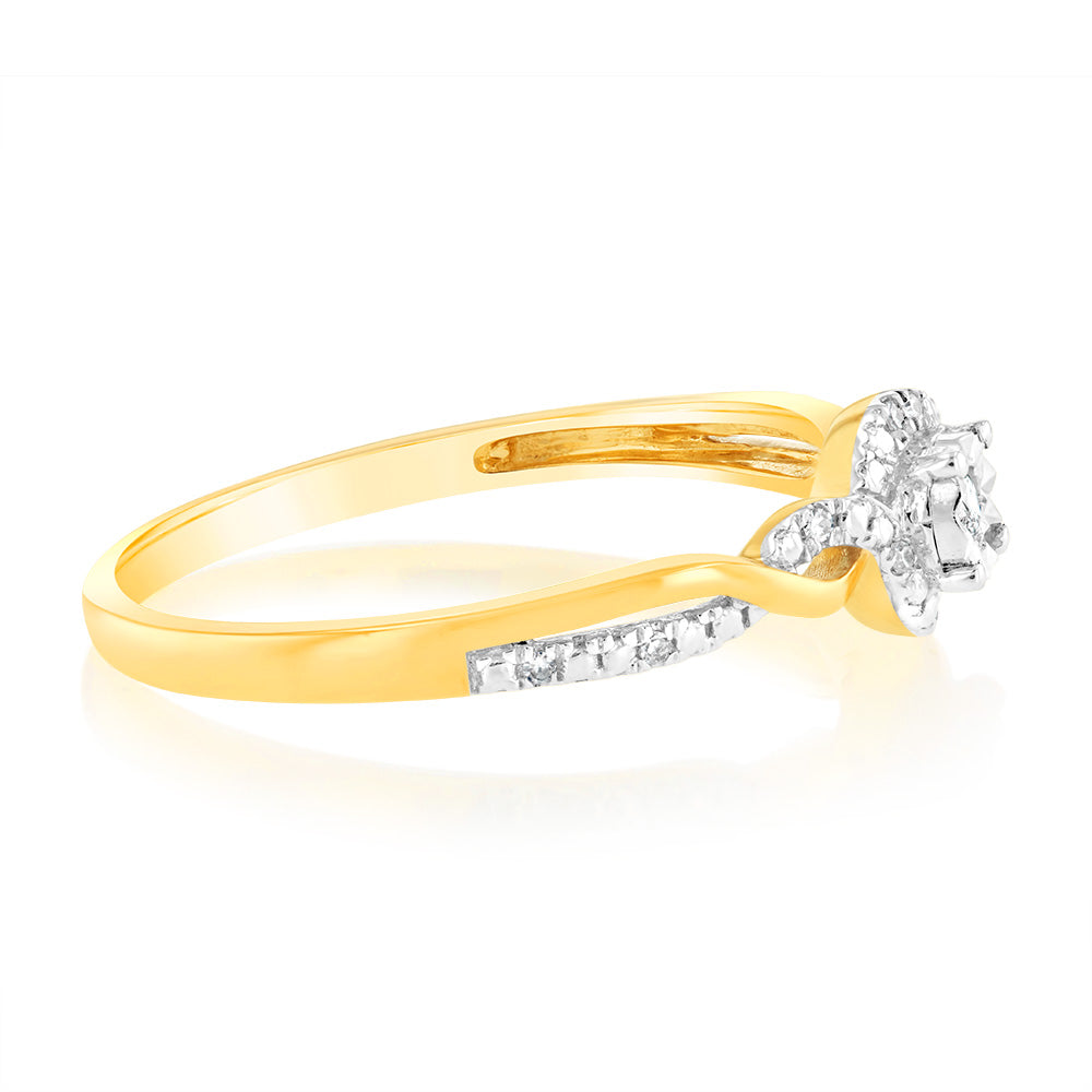 9ct Yellow Gold Luminesce Lab Grown Diamond Ring with 11 Brilliant Cut Diamonds