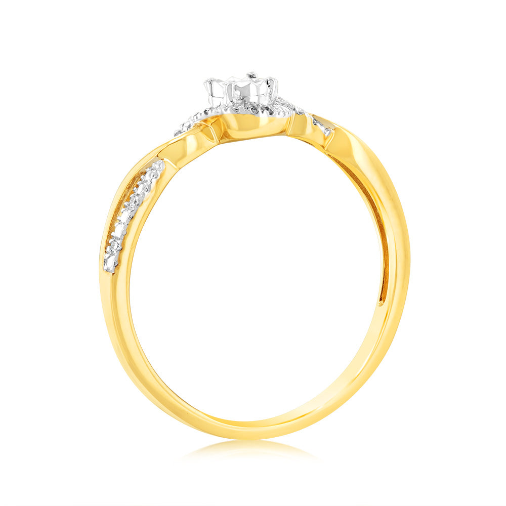 9ct Yellow Gold Luminesce Lab Grown Diamond Ring with 11 Brilliant Cut Diamonds