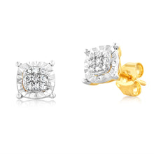 Load image into Gallery viewer, Luminesce Lab Grown 9ct Yellow Gold Cushion Diamond Earrings