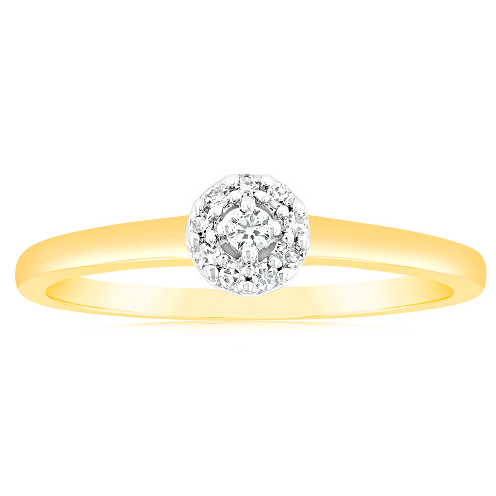 Luminesce Lab Grown 9ct Yellow Gold 10 Brilliant Cut Diamonds Engagement Ring