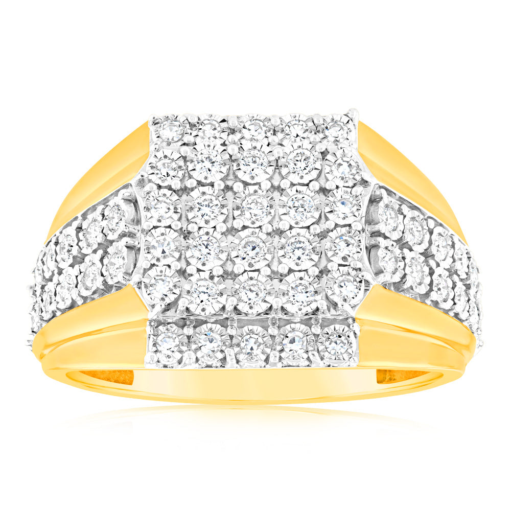 9ct Yellow Gold Luminesce Lab Grown Cluster Diamond Ring