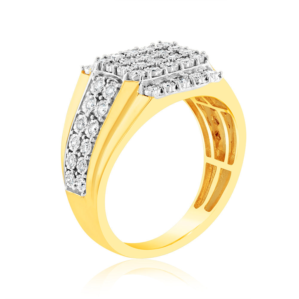 9ct Yellow Gold Luminesce Lab Grown Cluster Diamond Ring