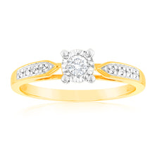 Load image into Gallery viewer, 9ct Yellow Gold Luminesce Lab Grown Ring With 9 Brilliant Diamonds