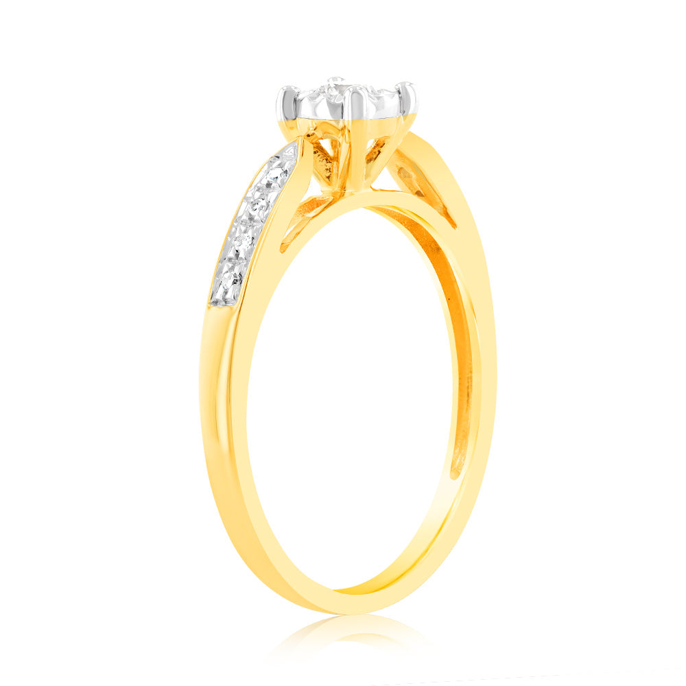 9ct Yellow Gold Luminesce Lab Grown Ring With 9 Brilliant Diamonds