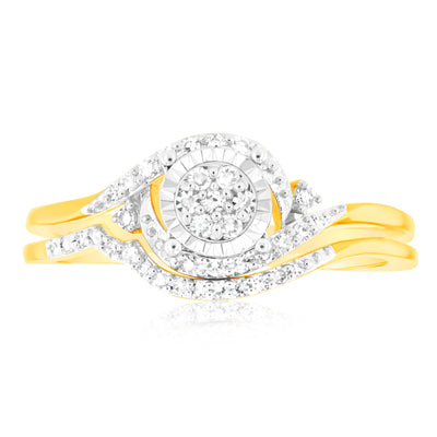 Luminesce Lab Grown 1/5 Carat Diamond Bridal Ring Set in 9ct Yellow Gold