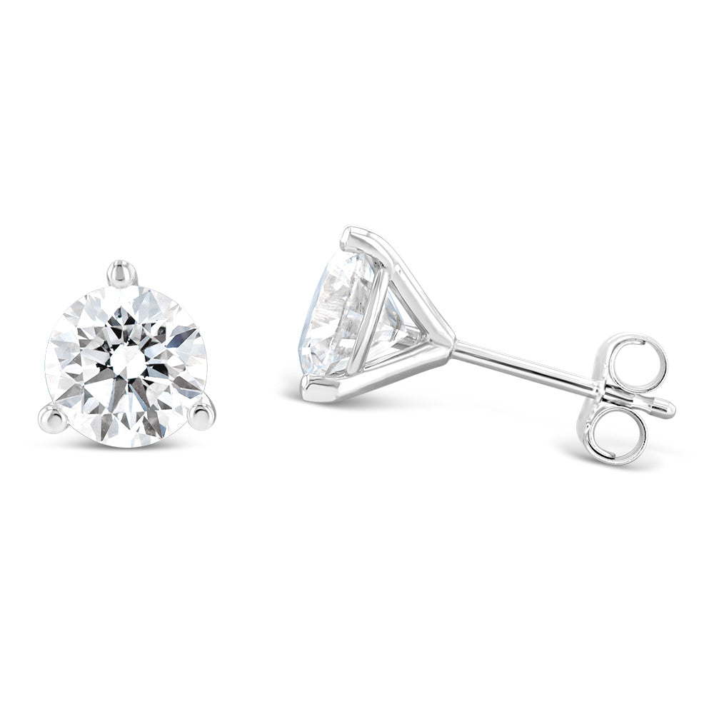 Luminesce Lab Grown 2 Carat Diamond Solitaire Stud Earrings in 14ct White Gold