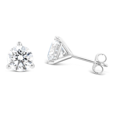 Luminesce Lab Grown 2 Carat Diamond Solitaire Stud Earrings in 14ct White Gold
