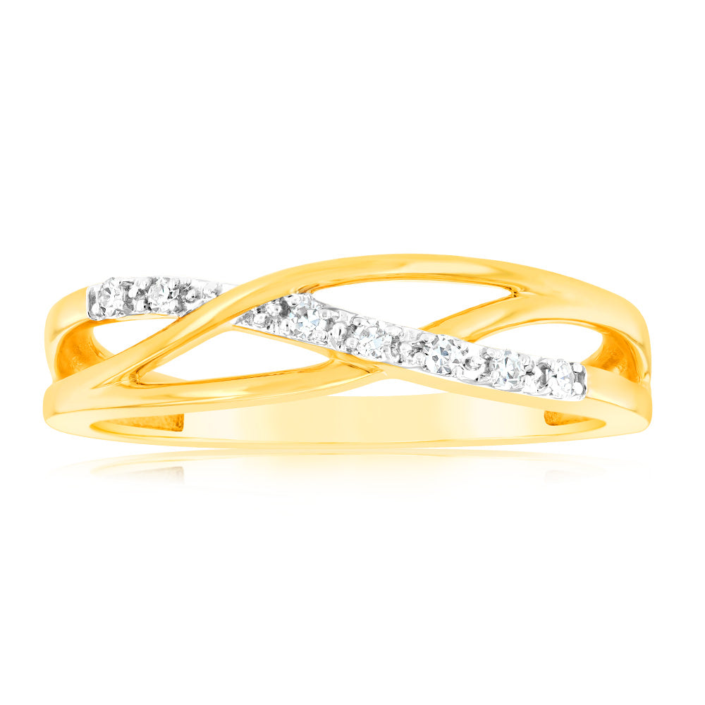 9ct Yellow Gold Luminesce Lab Grown Ring with 7 Diamonds