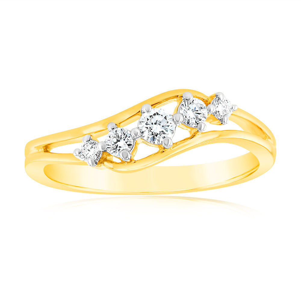 9ct Yellow Gold Luminesce Lab Grown 1/4 Carat Diamond Ring