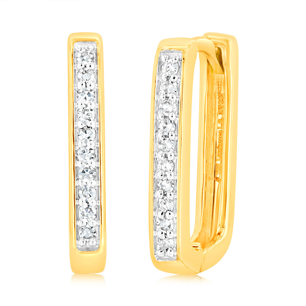 Luminesce Lab Grown 9ct Yellow Gold Hoop Earring With 20 Brillant Diamonds