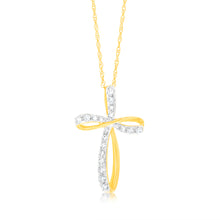 Load image into Gallery viewer, 9ct Yellow Gold Lab Grown Cross Infinity Diamond Pendant