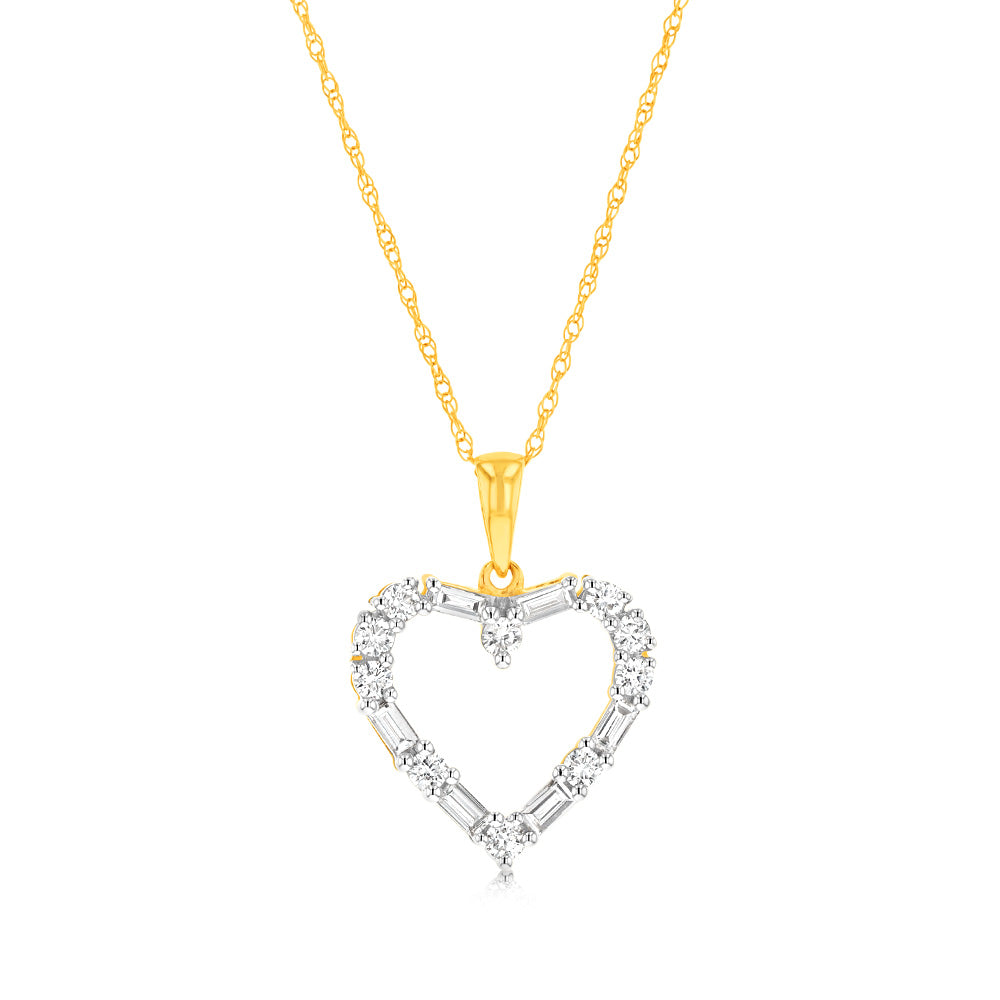 1/2 Carat Luminesce Lab Grown Heart Pendant In 9ct Yellow Gold