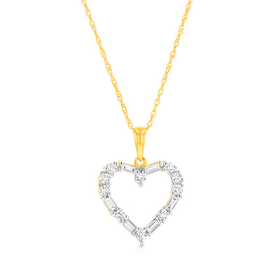 1/2 Carat Luminesce Lab Grown Heart Pendant In 9ct Yellow Gold