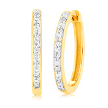 Load image into Gallery viewer, 9ct Yellow Gold Luminesce Lab Grown Hoop Earring With 14 Brilliant Diamonds