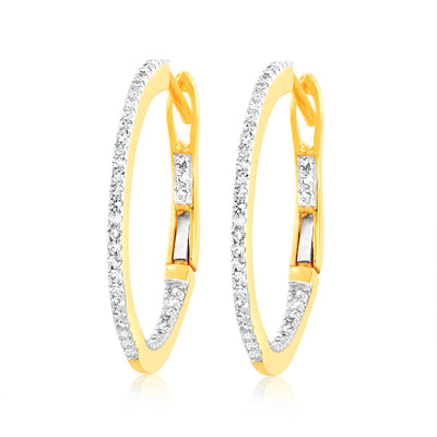 1/4 Carat Luminesce Lab Grown Hoop Diamond Earring In 9ct Yellow Gold