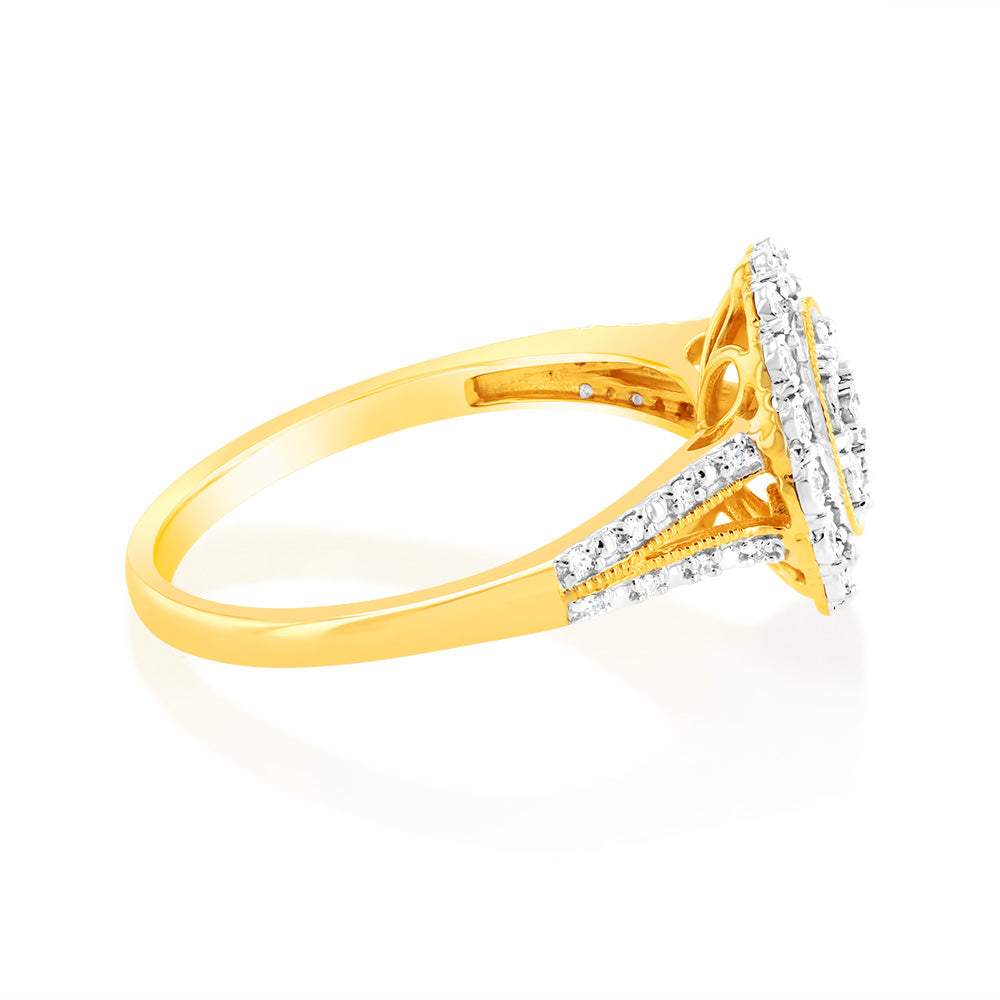 9ct Yellow Gold Luminesce Lab Grown Cluster Diamond Ring