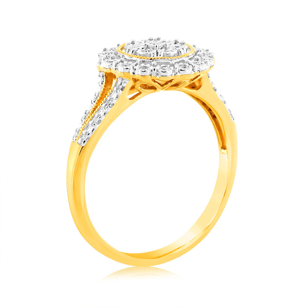 9ct Yellow Gold Luminesce Lab Grown Cluster Diamond Ring