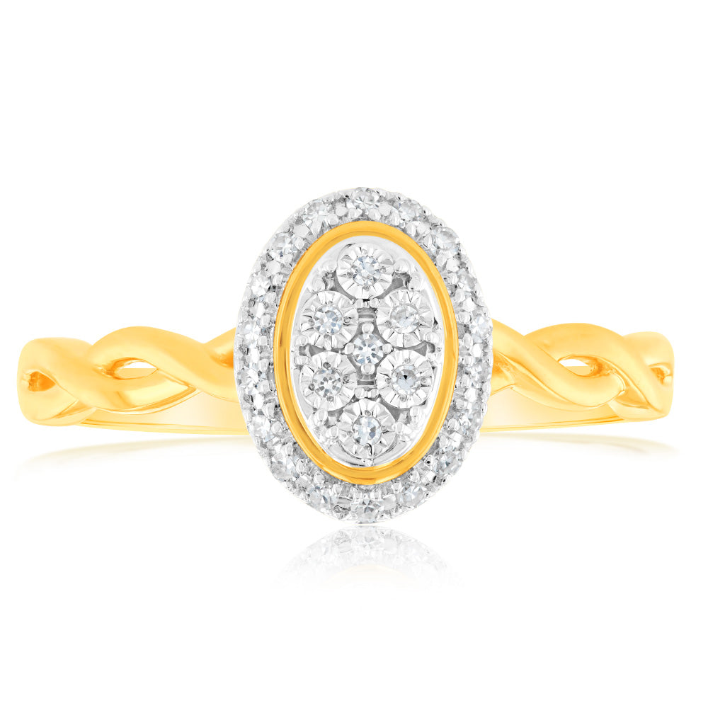 9ct Yellow Gold Luminesce Lab Grown Diamond Ring with 25 Brilliant Diamonds