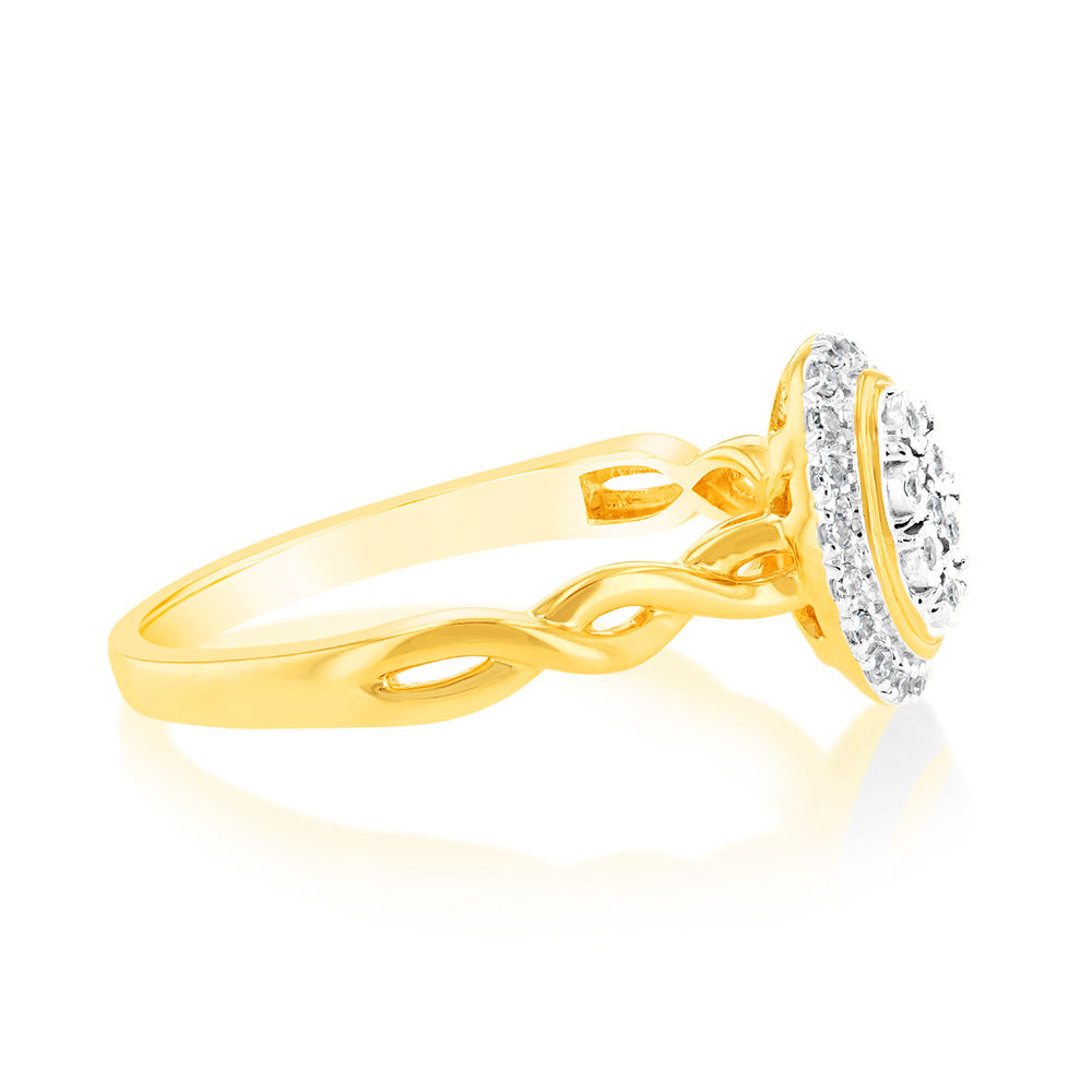 9ct Yellow Gold Luminesce Lab Grown Diamond Ring with 25 Brilliant Diamonds