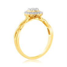 Load image into Gallery viewer, 9ct Yellow Gold Luminesce Lab Grown Diamond Ring with 25 Brilliant Diamonds