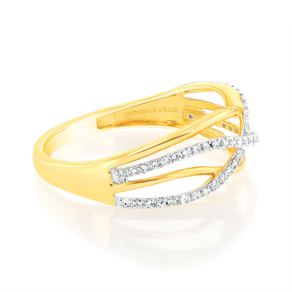 9ct Yellow Gold Luminesce Lab Grown Double Band Diamond Ring