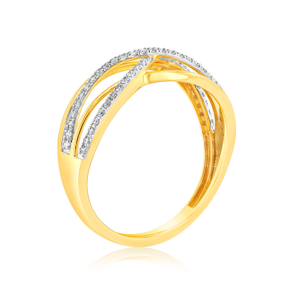 9ct Yellow Gold Luminesce Lab Grown Double Band Diamond Ring